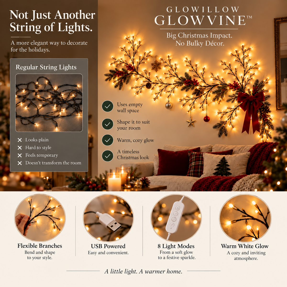 GloWillow™ Christmas Wall Lights